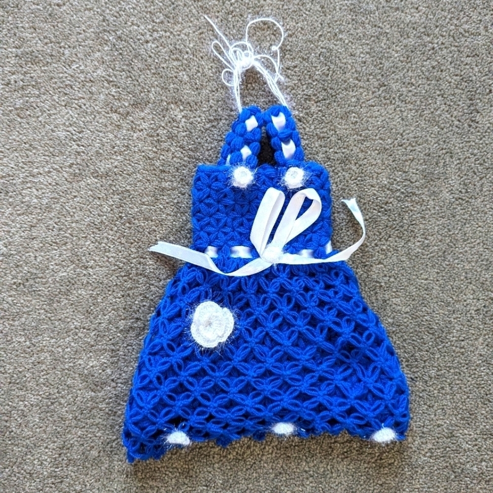Bath loofa blue and white crochet handmade